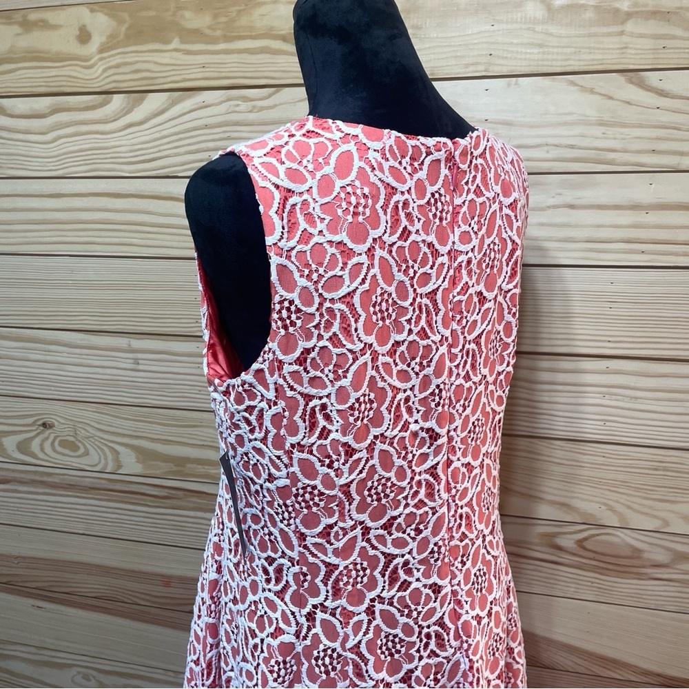 NWT Eva Mendes New York & Co Sleeveless Dress Orange White Lace Plus 16 - Picture 5 of 6